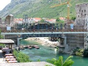 Reconstruction works of the 16th century Mostar bridge in Bosnia-Herzegovina. It served local community for 429 years and was destroyed in 90'.