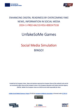 Unfake Social Media - Social Media Simulation Games - Game 1 Bingo 