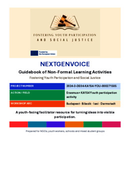 NextGenVoice Guidebook of Non-Formal Learning Activities: Fostering Youth Participation and Social Justice