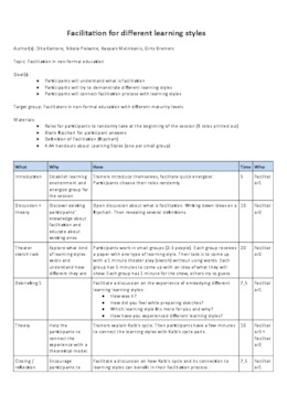 Facilitation for different learning styles