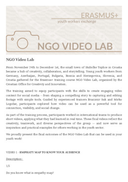 NGO Video Lab – Engaging Youth Through Video 